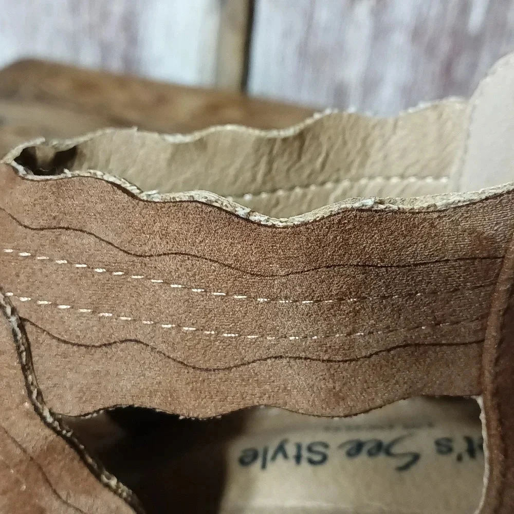 Cowgirlcore  Let's See Style Los Angeles Suede cutout bootie with heel zipper 6 - Picture 8 of 14